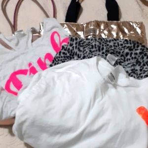 Victoria secret lot 5 pieces!! 2 bags 3 shirts sizes s,m,lg !